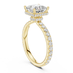 2.17 CT Princess Cut Lab Grown Hidden Halo Pave Set 14K Gold Engagement Ring