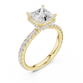 2.17 CT Princess Cut Lab Grown Hidden Halo Pave Set 14K Gold Engagement Ring