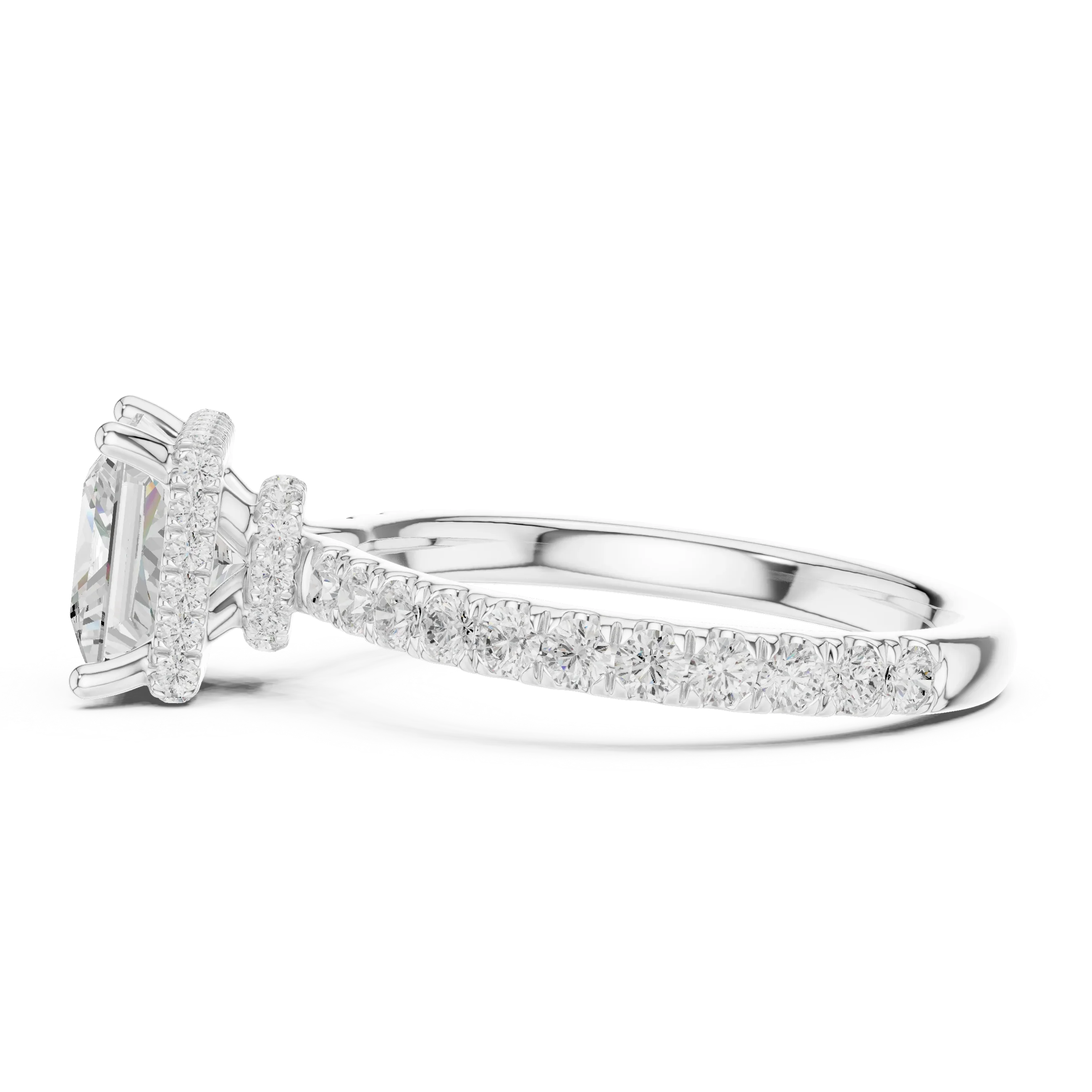 2.17 CT Princess Cut Lab Grown Hidden Halo Pave Set 14K Gold Engagement Ring