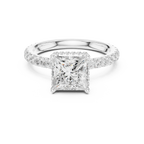 2.17 CT Princess Cut Lab Grown Hidden Halo Pave Set 14K Gold Engagement Ring