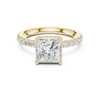 2.17 CT Princess Cut Lab Grown Hidden Halo Pave Set 14K Gold Engagement Ring