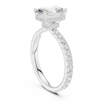 2.17 CT Radiant Cut Lab Grown Hidden Halo Pave Set 14K Gold Engagement Ring