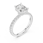 2.17 CT Radiant Cut Lab Grown Hidden Halo Pave Set 14K Gold Engagement Ring