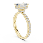 2.17 CT Radiant Cut Lab Grown Hidden Halo Pave Set 14K Gold Engagement Ring