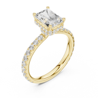 2.17 CT Radiant Cut Lab Grown Hidden Halo Pave Set 14K Gold Engagement Ring