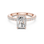 2.17 CT Radiant Cut Lab Grown Hidden Halo Pave Set 14K Gold Engagement Ring