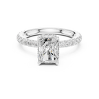 2.17 CT Radiant Cut Lab Grown Hidden Halo Pave Set 14K Gold Engagement Ring