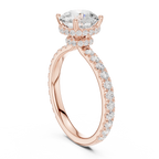 2.17 CT Round Cut Lab Grown Hidden Halo Pave Set 14K Gold Engagement Ring