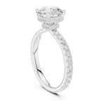 2.17 CT Round Cut Lab Grown Hidden Halo Pave Set 14K Gold Engagement Ring