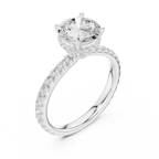 2.17 CT Round Cut Lab Grown Hidden Halo Pave Set 14K Gold Engagement Ring