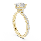 2.17 CT Round Cut Lab Grown Hidden Halo Pave Set 14K Gold Engagement Ring