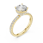 2.17 CT Round Cut Lab Grown Hidden Halo Pave Set 14K Gold Engagement Ring