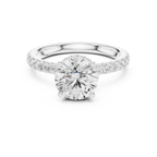 2.17 CT Round Cut Lab Grown Hidden Halo Pave Set 14K Gold Engagement Ring