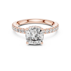 Hidden Halo Cushion Lab Grown Pave 10K Engagement Ring