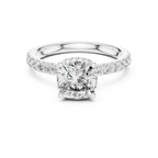 Hidden Halo Cushion Lab Grown Pave 10K Engagement Ring