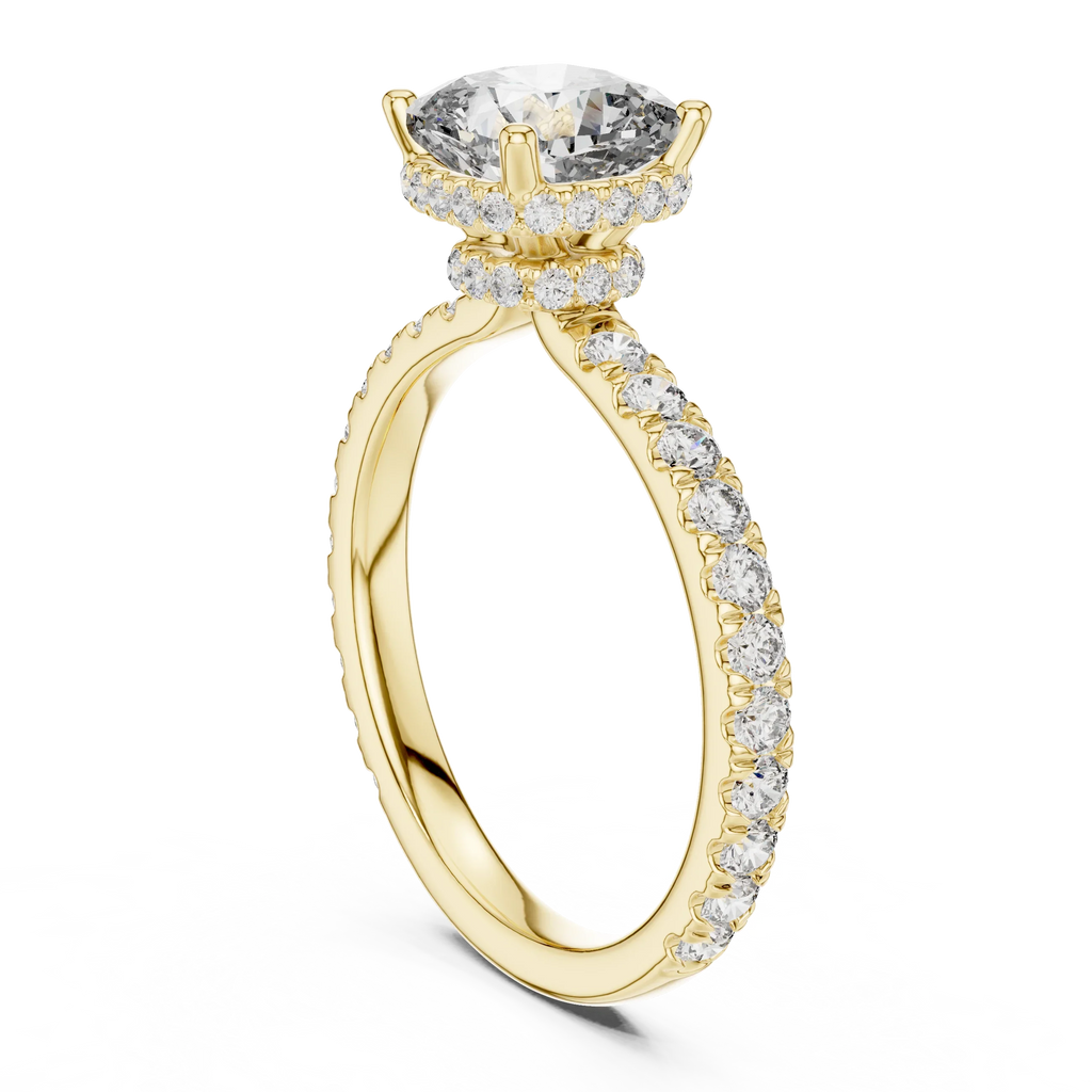 Hidden Halo Cushion Lab Grown Pave 10K Engagement Ring