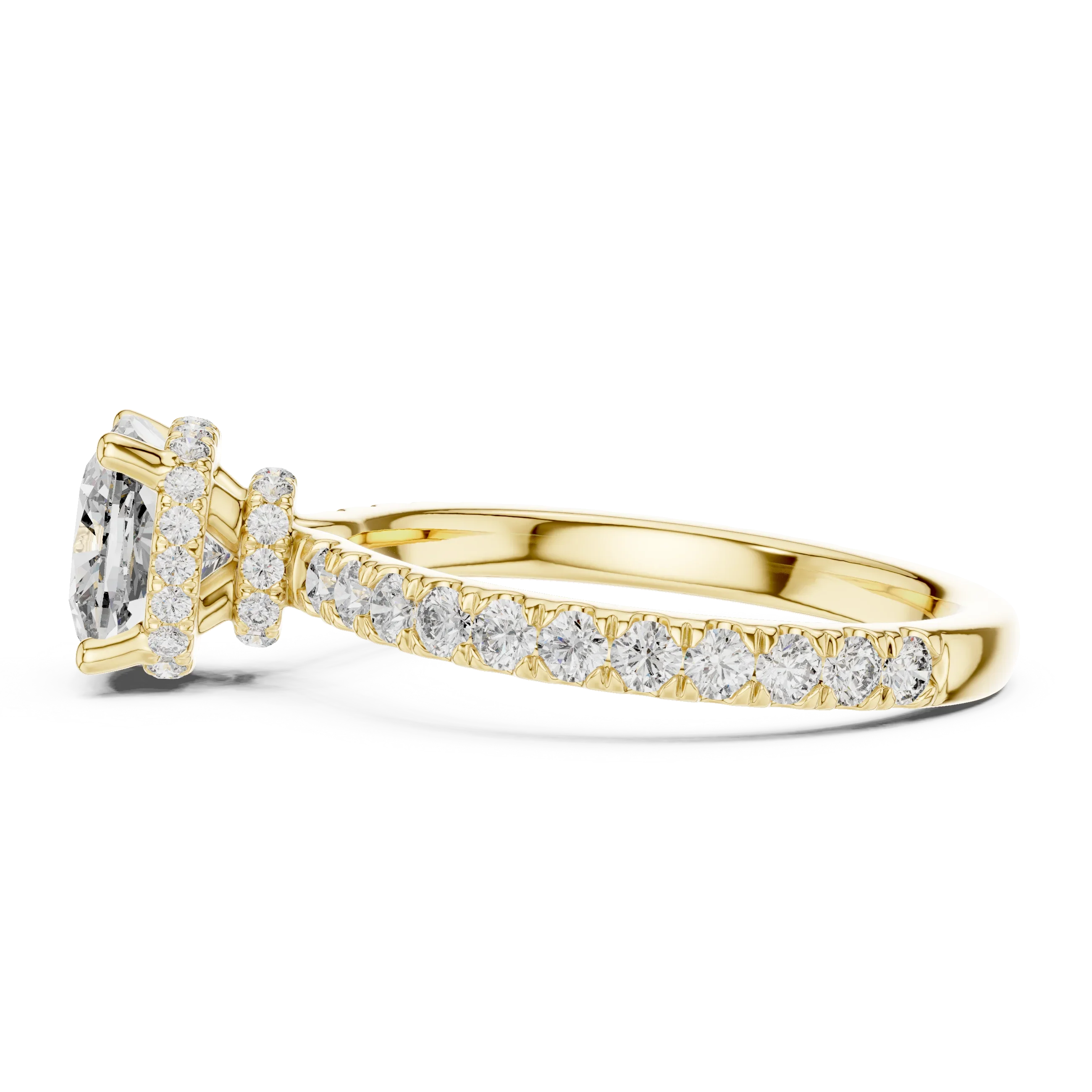 Hidden Halo Cushion Lab Grown Pave 10K Engagement Ring