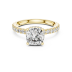Hidden Halo Cushion Lab Grown Pave 10K Engagement Ring