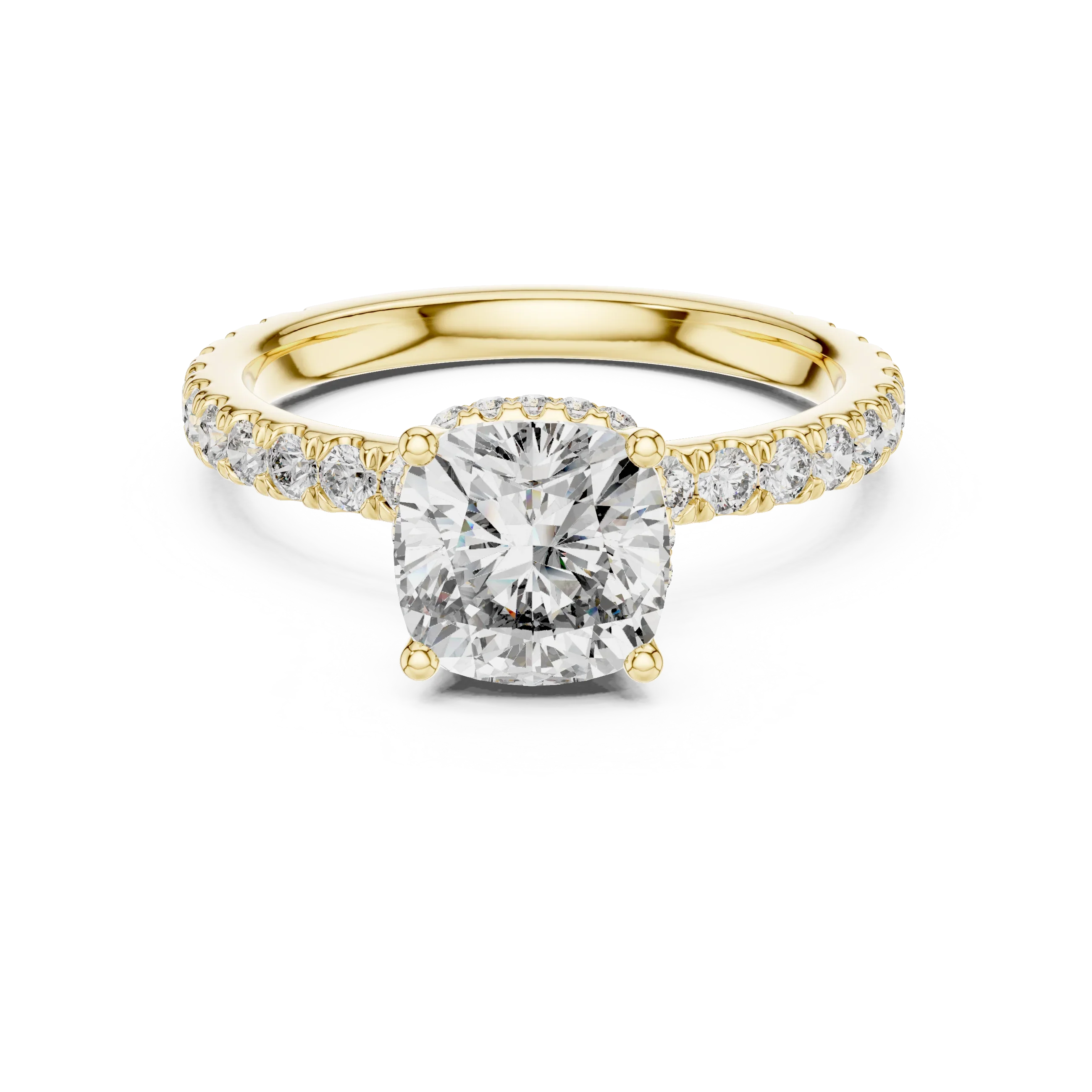 Hidden Halo Cushion Lab Grown Pave 10K Engagement Ring