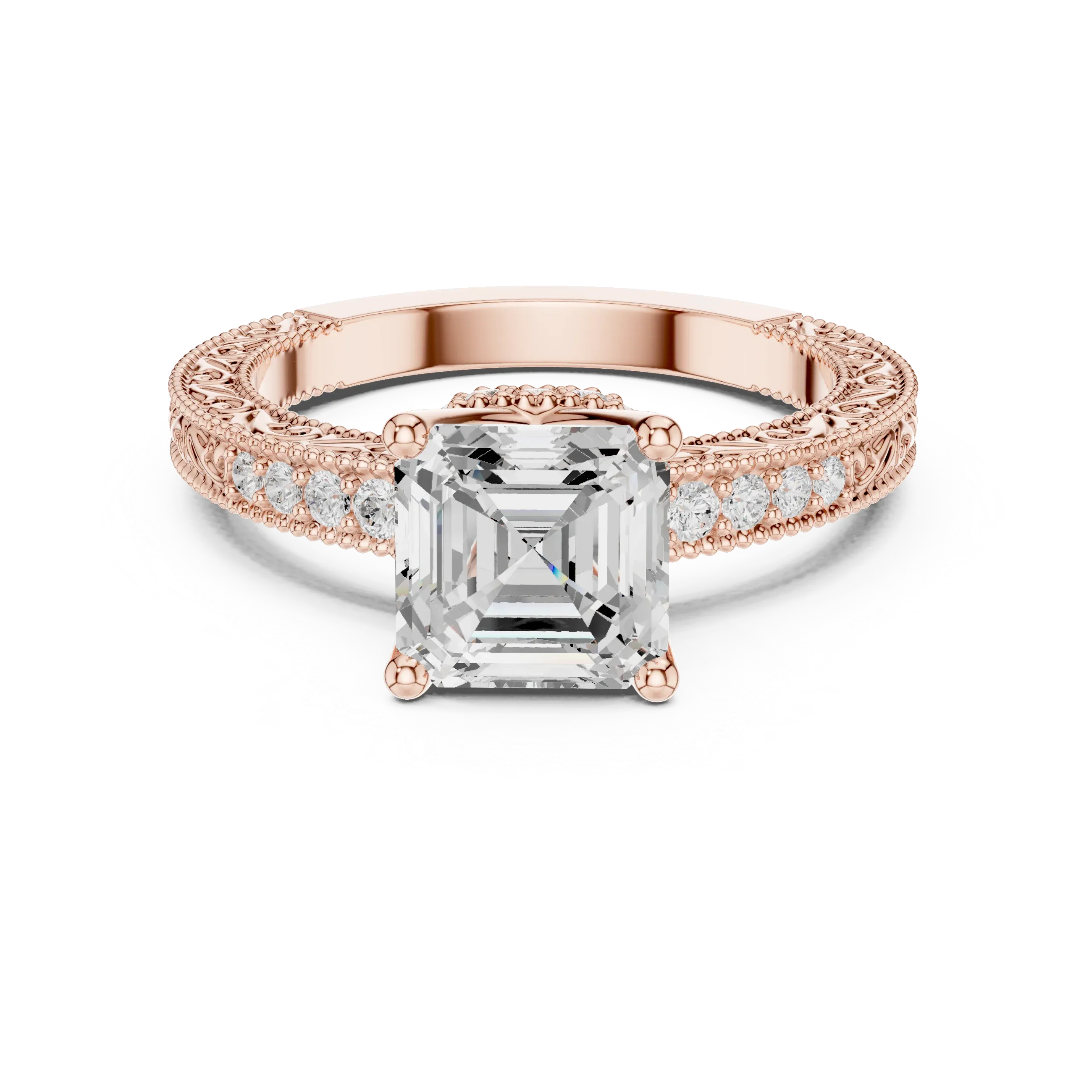 2.22 CTW VVS1 D Color Asscher Cut Vintage Filigree Diamond Engagement Ring