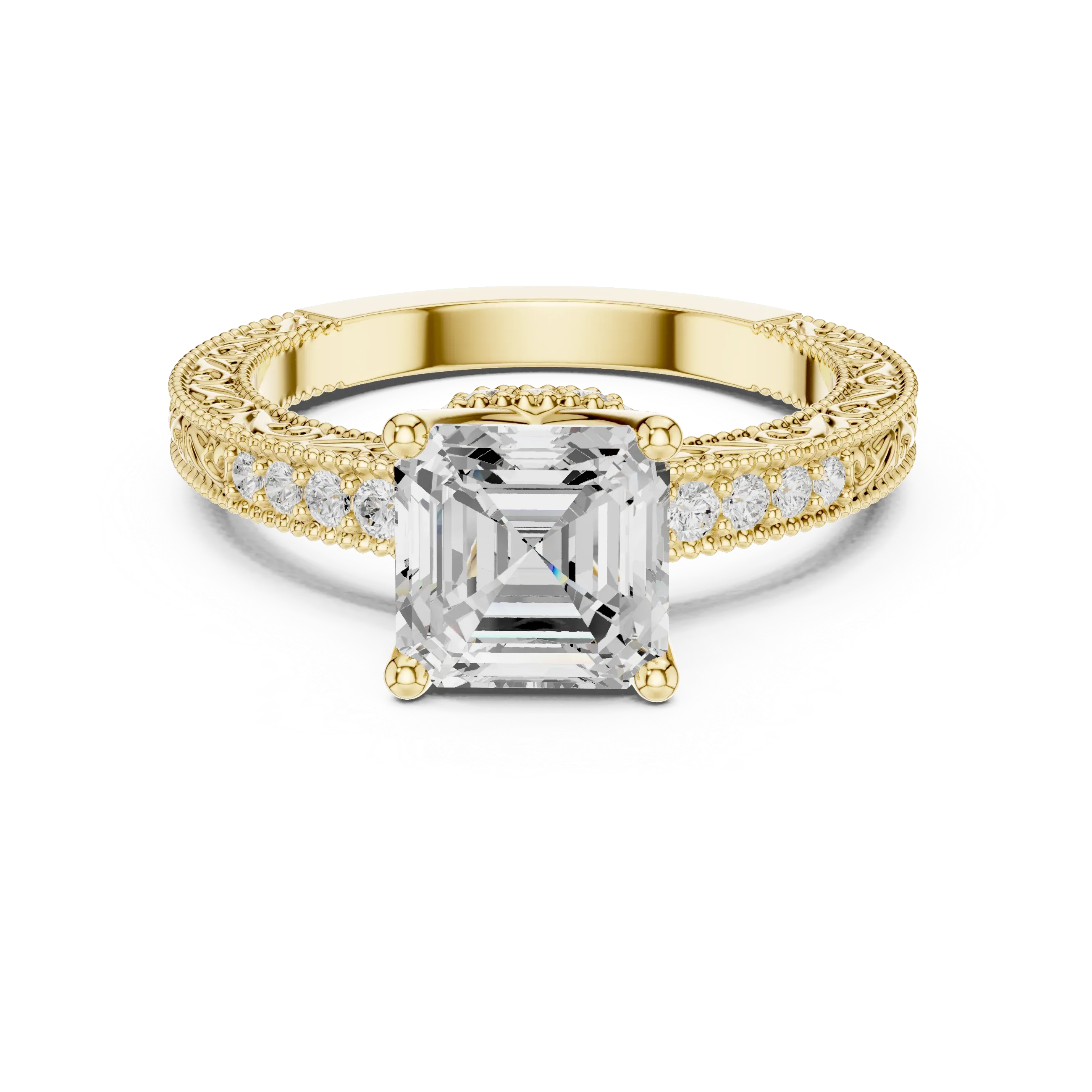 2.22 CTW VVS1 D Color Asscher Cut Vintage Filigree Diamond Engagement Ring