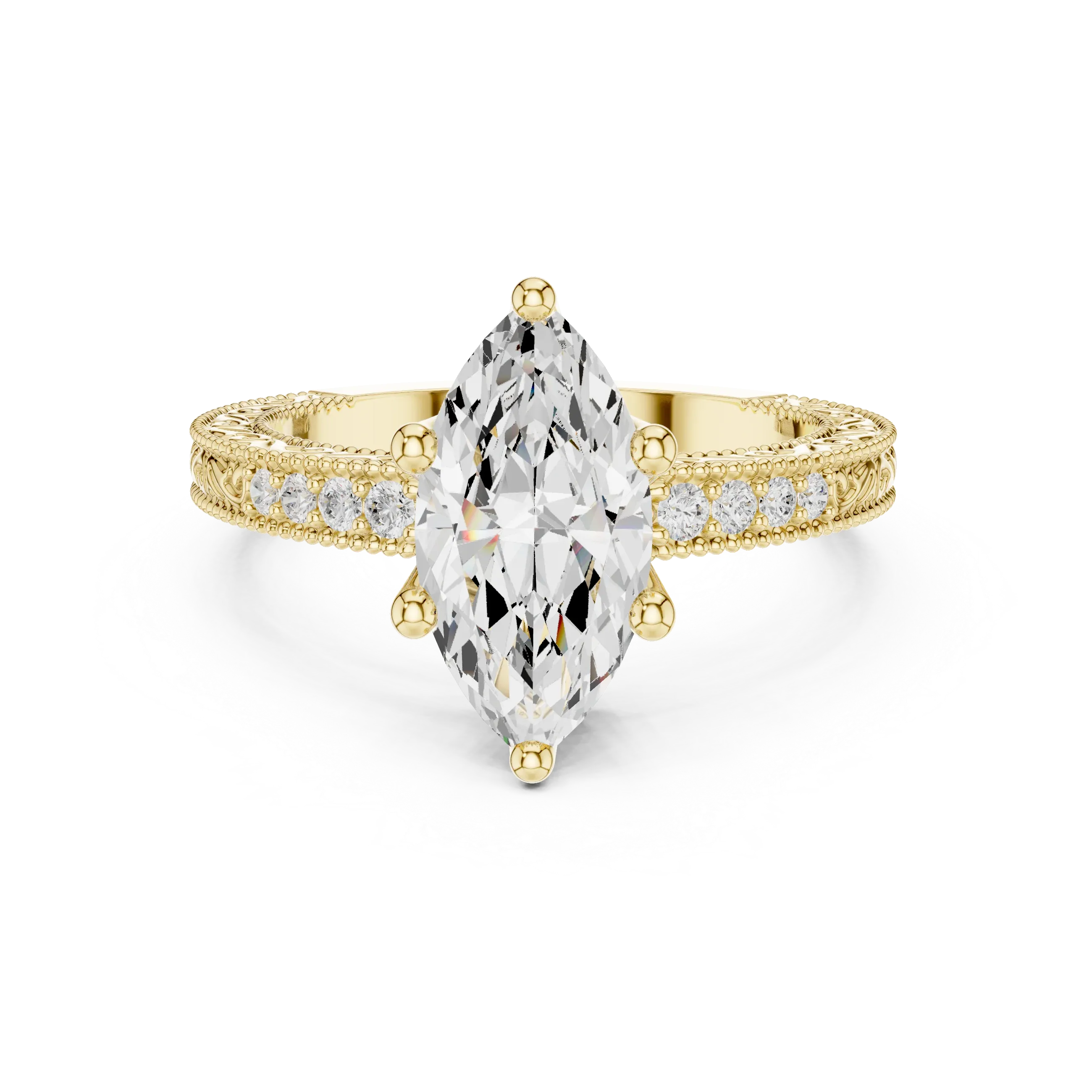 2.22 CTW VVS1 D Color Marquise Cut Vintage Filigree Diamond Engagement Ring