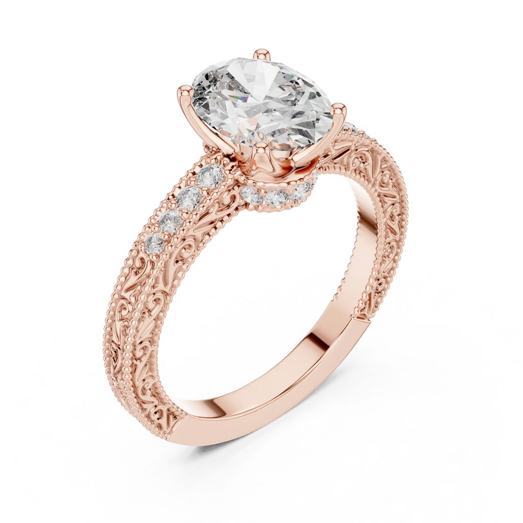2.21 CT Oval Moissanite Vintage 18K Gold Engagement Ring