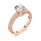 2.21 CT Oval Moissanite Vintage 18K Gold Engagement Ring