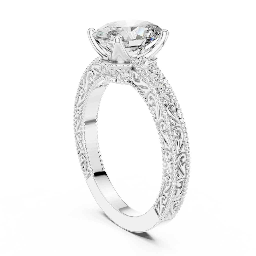 2.21 CT Oval Moissanite Vintage 18K Gold Engagement Ring
