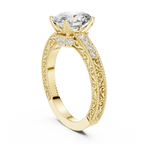 2.21 CT Oval Moissanite Vintage 18K Gold Engagement Ring