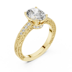 2.21 CT Oval Moissanite Vintage 18K Gold Engagement Ring