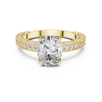 2.21 CT Oval Moissanite Vintage 18K Gold Engagement Ring