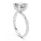 2.93 CTW Asscher Cut Diamond Hidden Halo Twisted Pavé Engagement Ring in 14K Yellow Gold