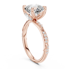 2.93 CTW Cushion Cut Diamond Hidden Halo Twisted Pavé Engagement Ring in 14K Yellow Gold