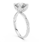 2.93 CTW Cushion Cut Diamond Hidden Halo Twisted Pavé Engagement Ring in 14K Yellow Gold