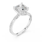 2.93 CTW Cushion Cut Diamond Hidden Halo Twisted Pavé Engagement Ring in 14K Yellow Gold