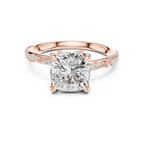 2.93 CTW Cushion Cut Diamond Hidden Halo Twisted Pavé Engagement Ring in 14K Yellow Gold