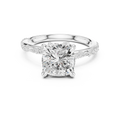 2.93 CTW Cushion Cut Diamond Hidden Halo Twisted Pavé Engagement Ring in 14K Yellow Gold