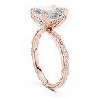2.93 CTW Emerald Cut Diamond Hidden Halo Twisted Pavé Engagement Ring in 14K Yellow Gold