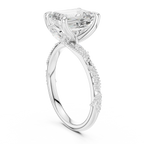 2.93 CTW Emerald Cut Diamond Hidden Halo Twisted Pavé Engagement Ring in 14K Yellow Gold