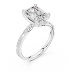 2.93 CTW Emerald Cut Diamond Hidden Halo Twisted Pavé Engagement Ring in 14K Yellow Gold