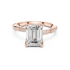 2.93 CTW Emerald Cut Diamond Hidden Halo Twisted Pavé Engagement Ring in 14K Yellow Gold