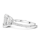 2.93 CTW Emerald Cut Diamond Hidden Halo Twisted Pavé Engagement Ring in 14K Yellow Gold