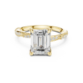 2.93 CTW Emerald Cut Diamond Hidden Halo Twisted Pavé Engagement Ring in 14K Yellow Gold
