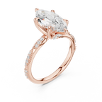 2.93 CTW Marquise Cut Diamond Hidden Halo Twisted Pavé Engagement Ring in 14K Yellow Gold