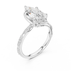 2.93 CTW Marquise Cut Diamond Hidden Halo Twisted Pavé Engagement Ring in 14K Yellow Gold