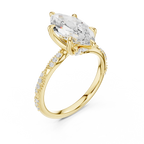 2.93 CTW Marquise Cut Diamond Hidden Halo Twisted Pavé Engagement Ring in 14K Yellow Gold