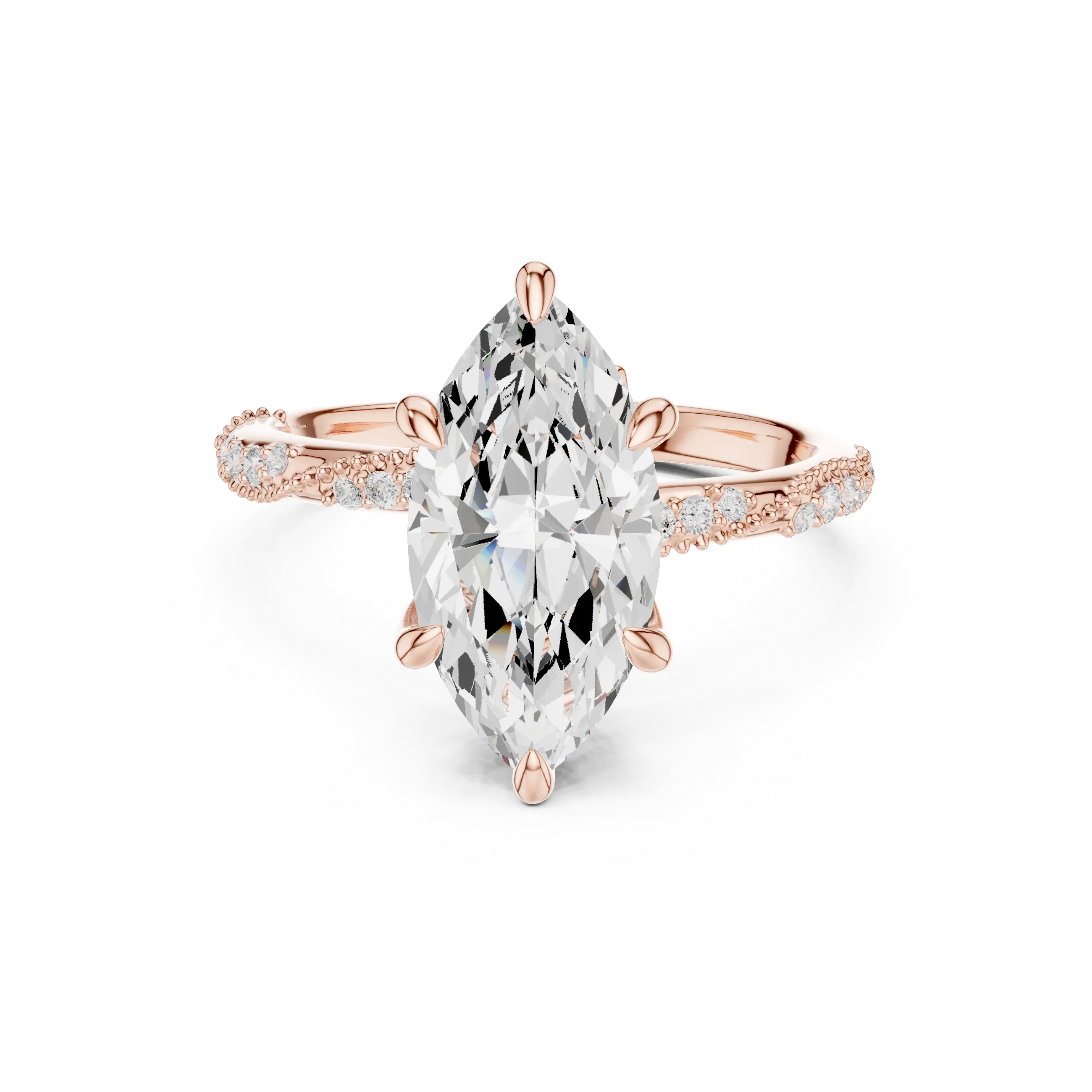 2.93 CTW Marquise Cut Diamond Hidden Halo Twisted Pavé Engagement Ring in 14K Yellow Gold