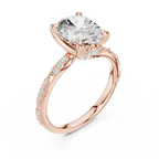 2.93 CTW Oval Cut Diamond Hidden Halo Twisted Pavé Engagement Ring in 14K Yellow Gold