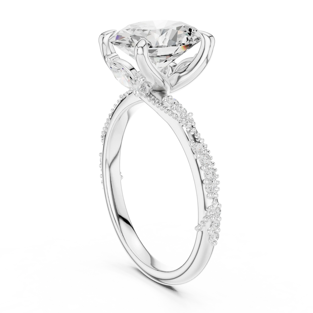 2.93 CTW Oval Cut Diamond Hidden Halo Twisted Pavé Engagement Ring in 14K Yellow Gold